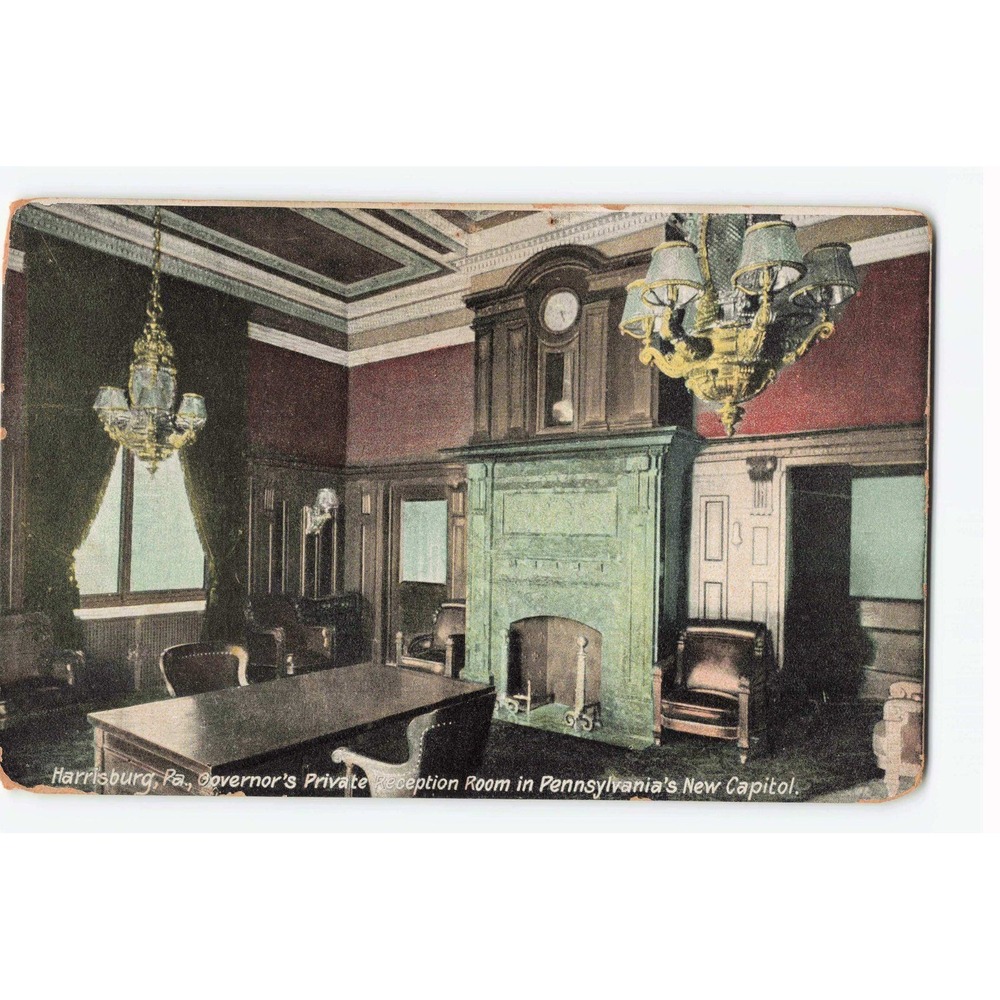 Vintage 1909 Harrisburg PA State Capitol Governor Reception Room Postcard